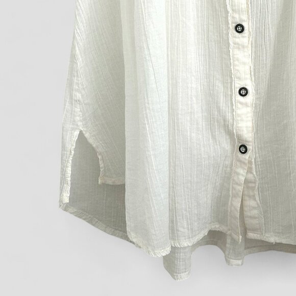 We the Free, Free People Float Away White Button Down Short Sleeve Top, XS - Picture 4 of 8